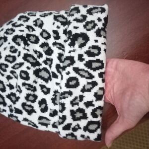 Vans Black and White Leopard Print Beanie